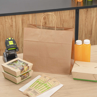 Saving Nature Kraft Paper Retail Bag - with Handles - 12 1/2" x 8 1/4" x 11 1/4" - 100 count box