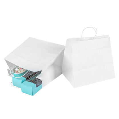 Saving Nature White Paper Retail Bag - with Handles - 12 1/2" x 8 1/4" x 11 1/4" - 100 count box