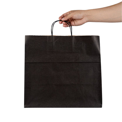 Saving Nature Black Paper Retail Bag - with Handles - 14 1/4" x 8 1/4" x 13 1/4" - 100 count box
