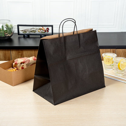 Saving Nature Black Paper Retail Bag - with Handles - 14 1/4" x 8 1/4" x 13 1/4" - 100 count box