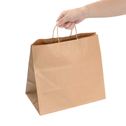 Saving Nature Kraft Paper Retail Bag - with Handles - 14 1/4" x 8 1/4" x 13 1/4" - 100 count box