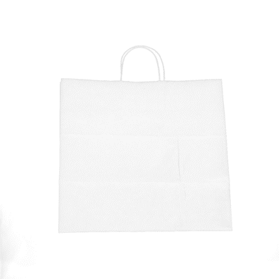Saving Nature White Paper Retail Bag - with Handles - 14 1/4" x 8 1/4" x 13 1/4" - 100 count box