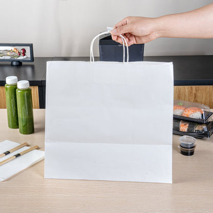 Saving Nature White Paper Retail Bag - with Handles - 14 1/4" x 8 1/4" x 13 1/4" - 100 count box
