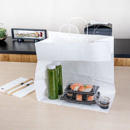 Saving Nature White Paper Retail Bag - with Handles - 14 1/4" x 8 1/4" x 13 1/4" - 100 count box