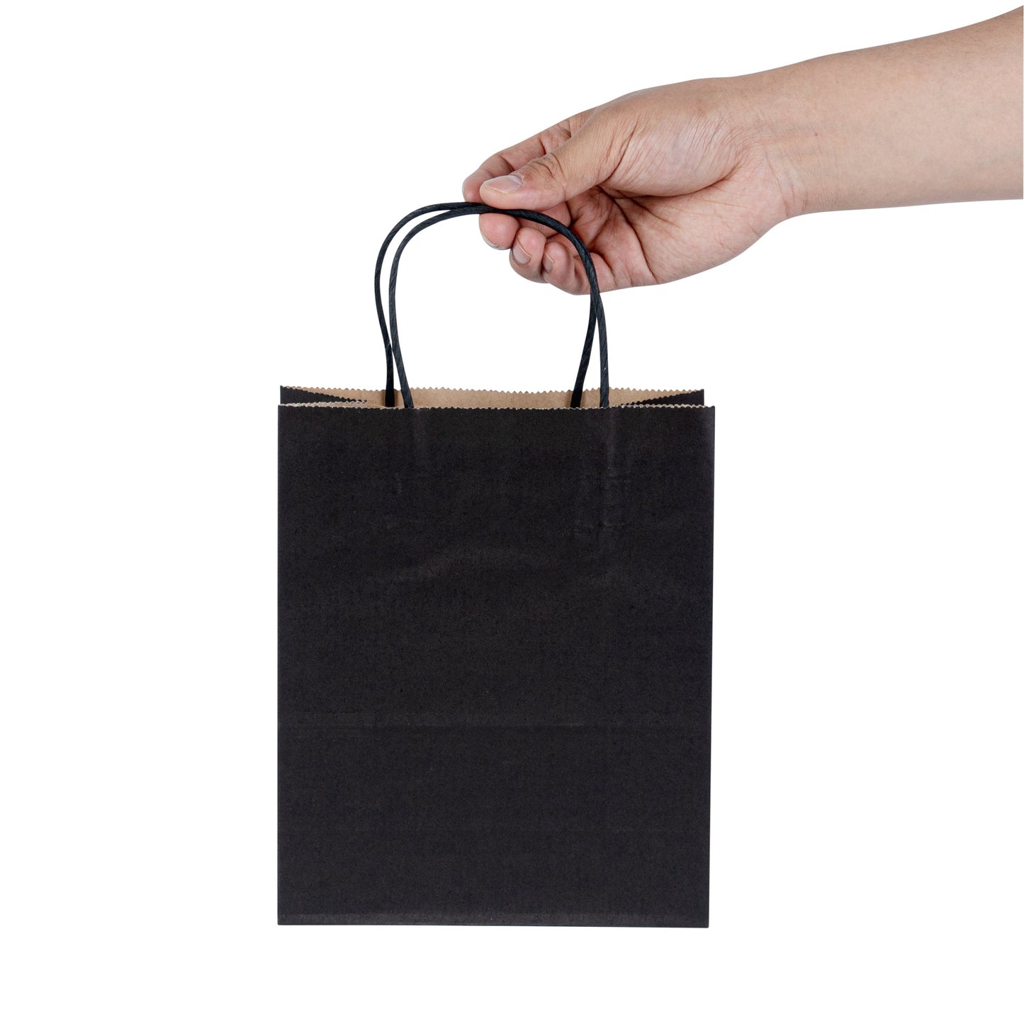 Saving Nature Black Paper Retail Bag - with Handles - 7 3/4" x 4" x 11 1/2" - 100 count box