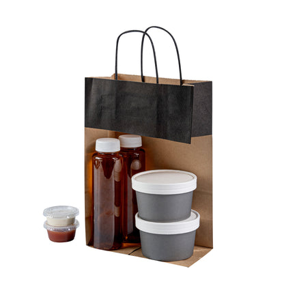 Saving Nature Black Paper Retail Bag - with Handles - 7 3/4" x 4" x 11 1/2" - 100 count box