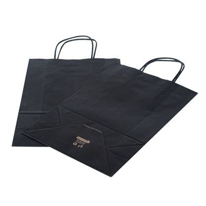 Saving Nature Black Paper Retail Bag - with Handles - 7 3/4" x 4" x 11 1/2" - 100 count box