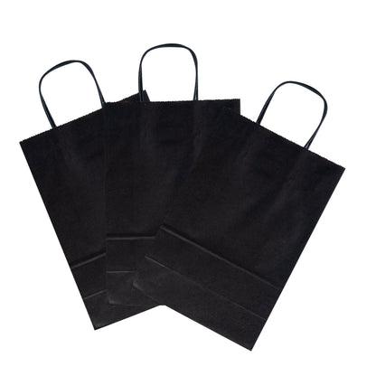 Saving Nature Black Paper Retail Bag - with Handles - 7 3/4" x 4" x 11 1/2" - 100 count box