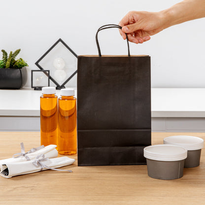 Saving Nature Black Paper Retail Bag - with Handles - 7 3/4" x 4" x 11 1/2" - 100 count box