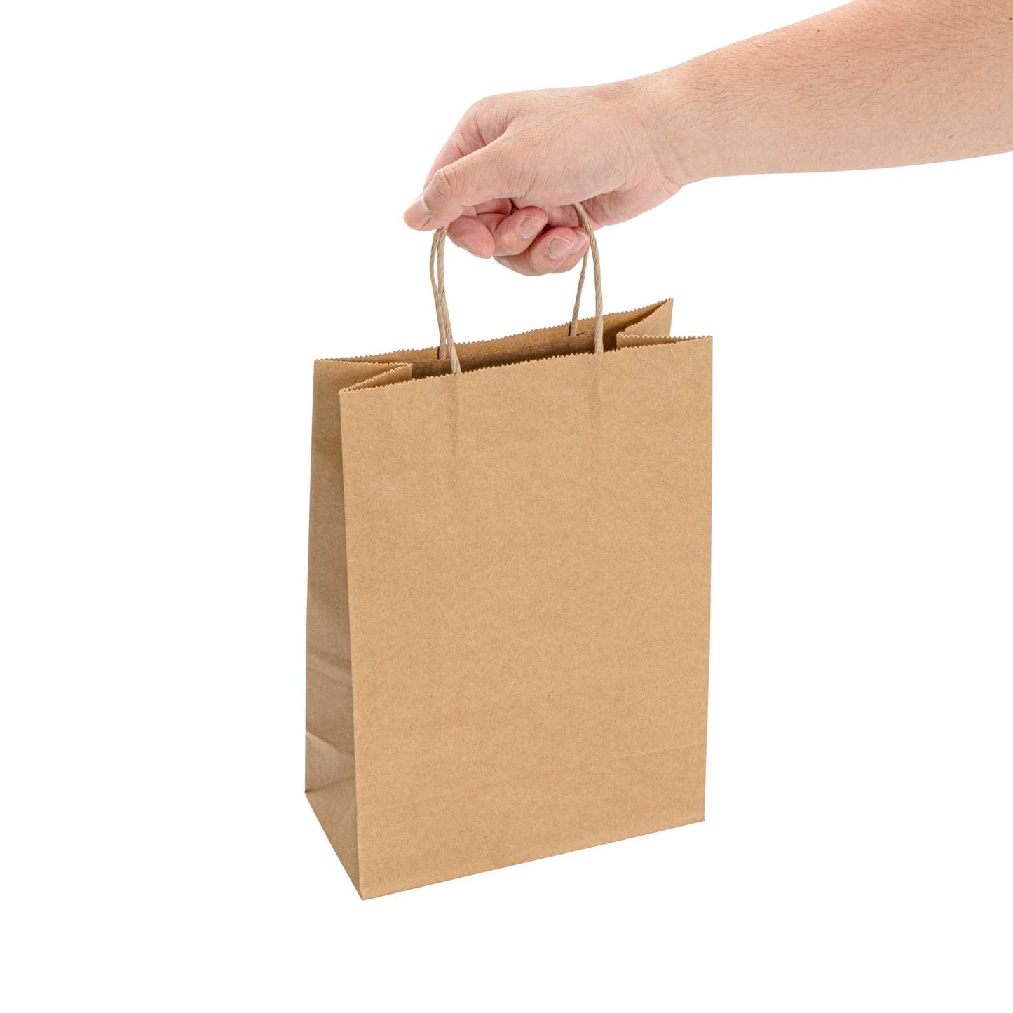 Saving Nature Kraft Paper Retail Bag - with Handles - 7 3/4" x 4" x 11 1/2" - 100 count box