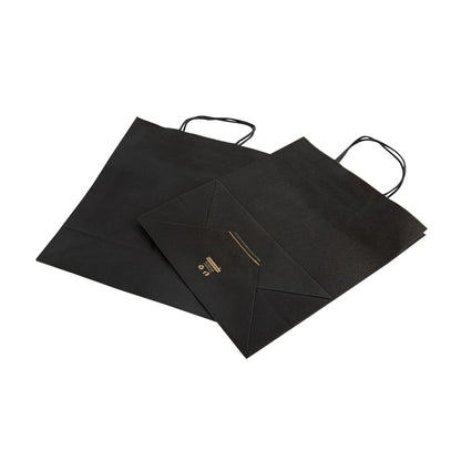 Saving Nature Black Paper Retail Bag - with Handles - 10 1/4" x 5 1/2" x 12 1/2" - 100 count box