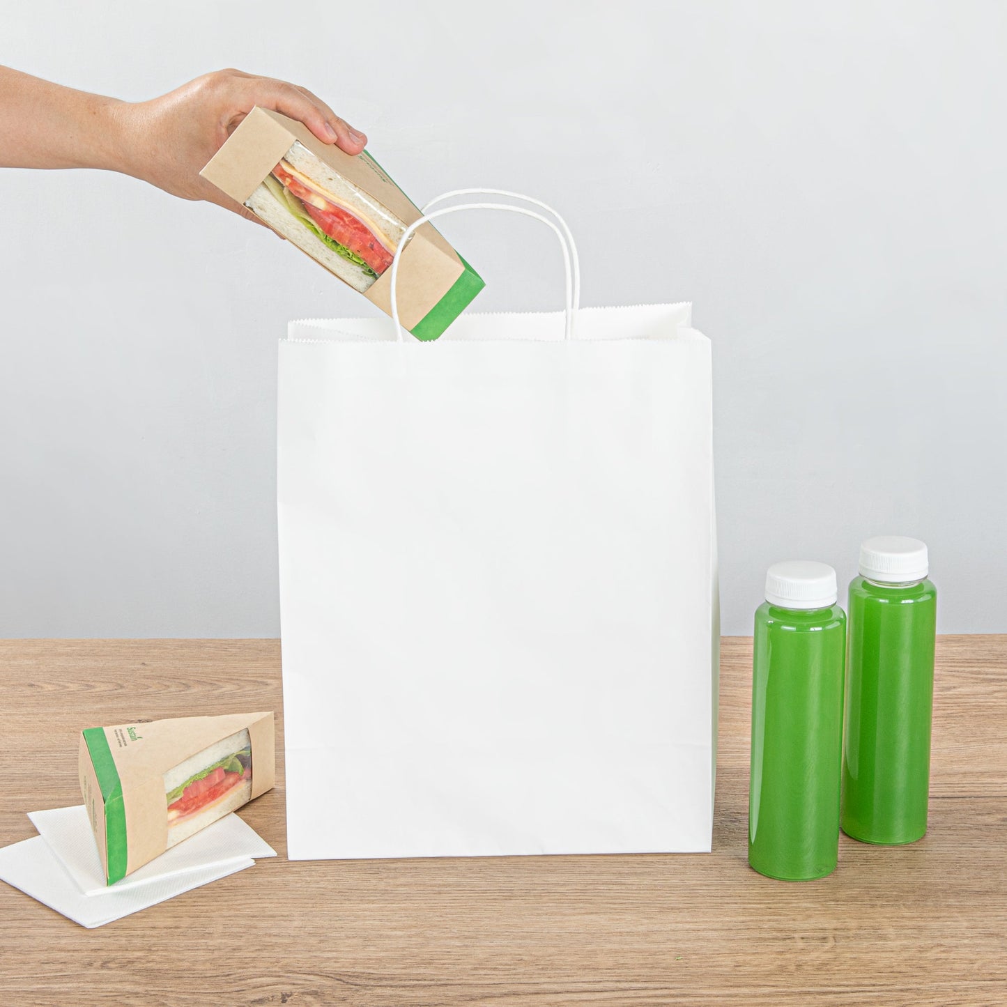 Saving Nature White Paper Retail Bag - with Handles - 10 1/4" x 5 1/2" x 12 1/2" - 100 count box