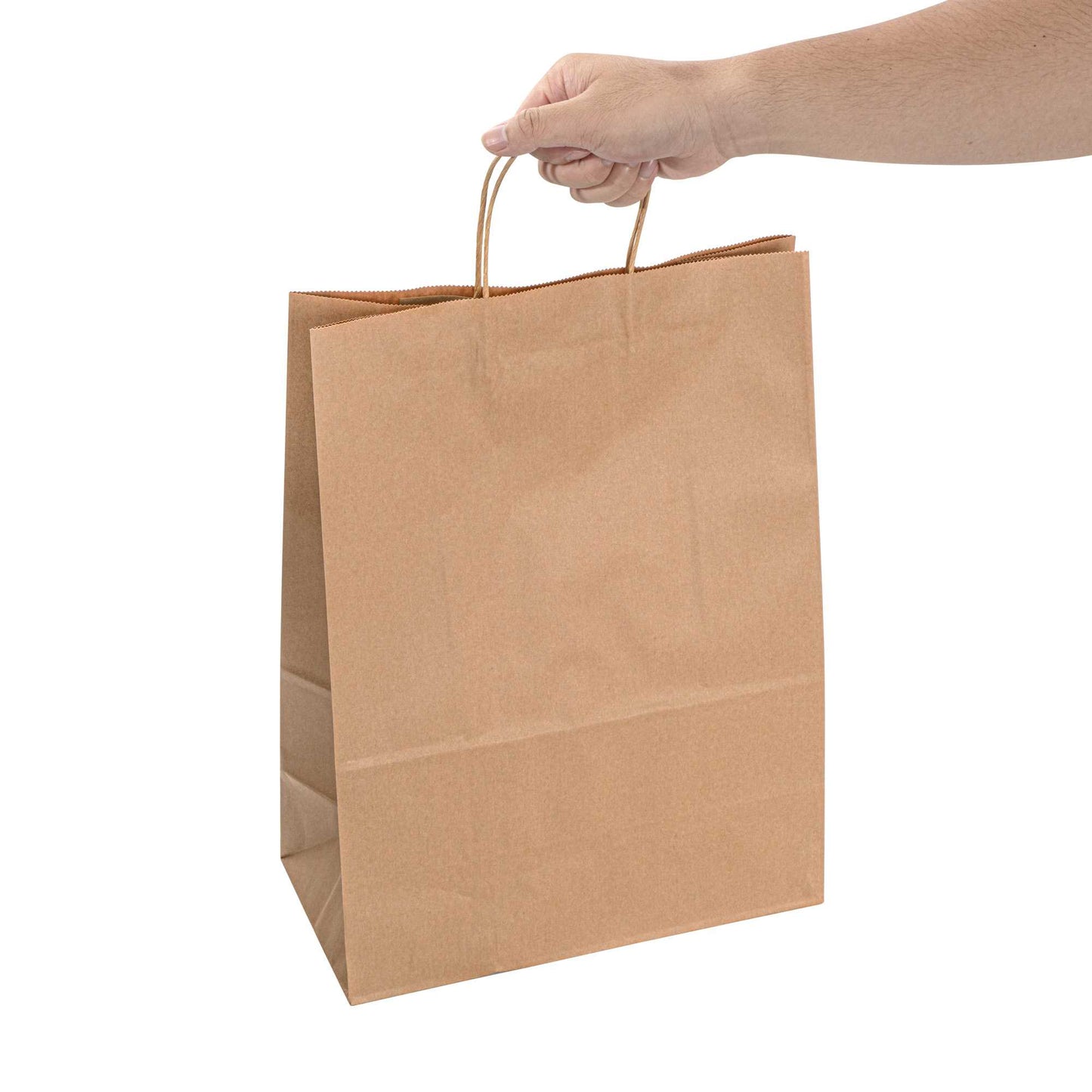 Saving Nature Kraft Paper Retail Bag - with Handles - 12 1/2" x 6 1/4" x 17" - 100 count box