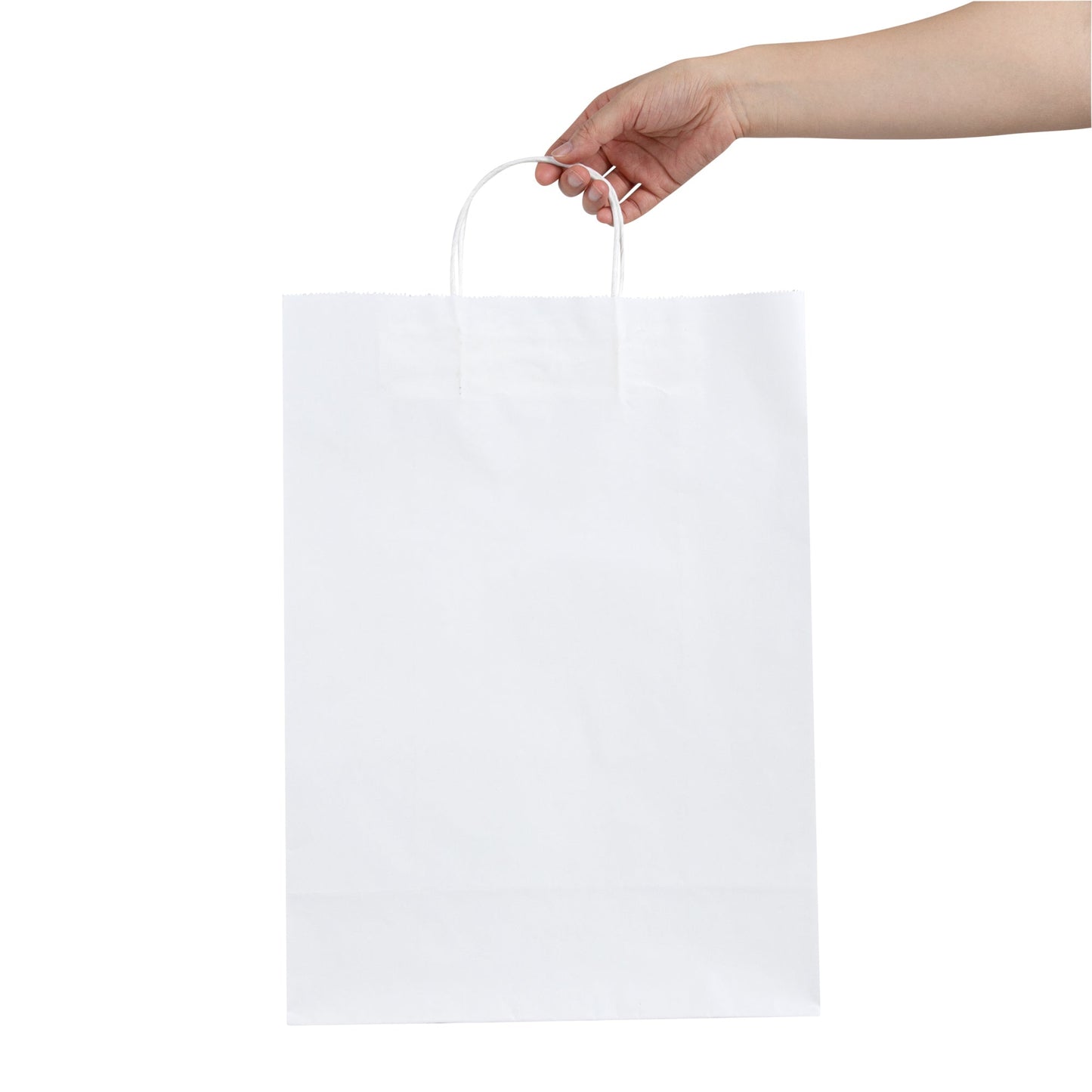 Saving Nature White Paper Retail Bag - with Handles - 12 1/2" x 6 1/4" x 17" - 100 count box