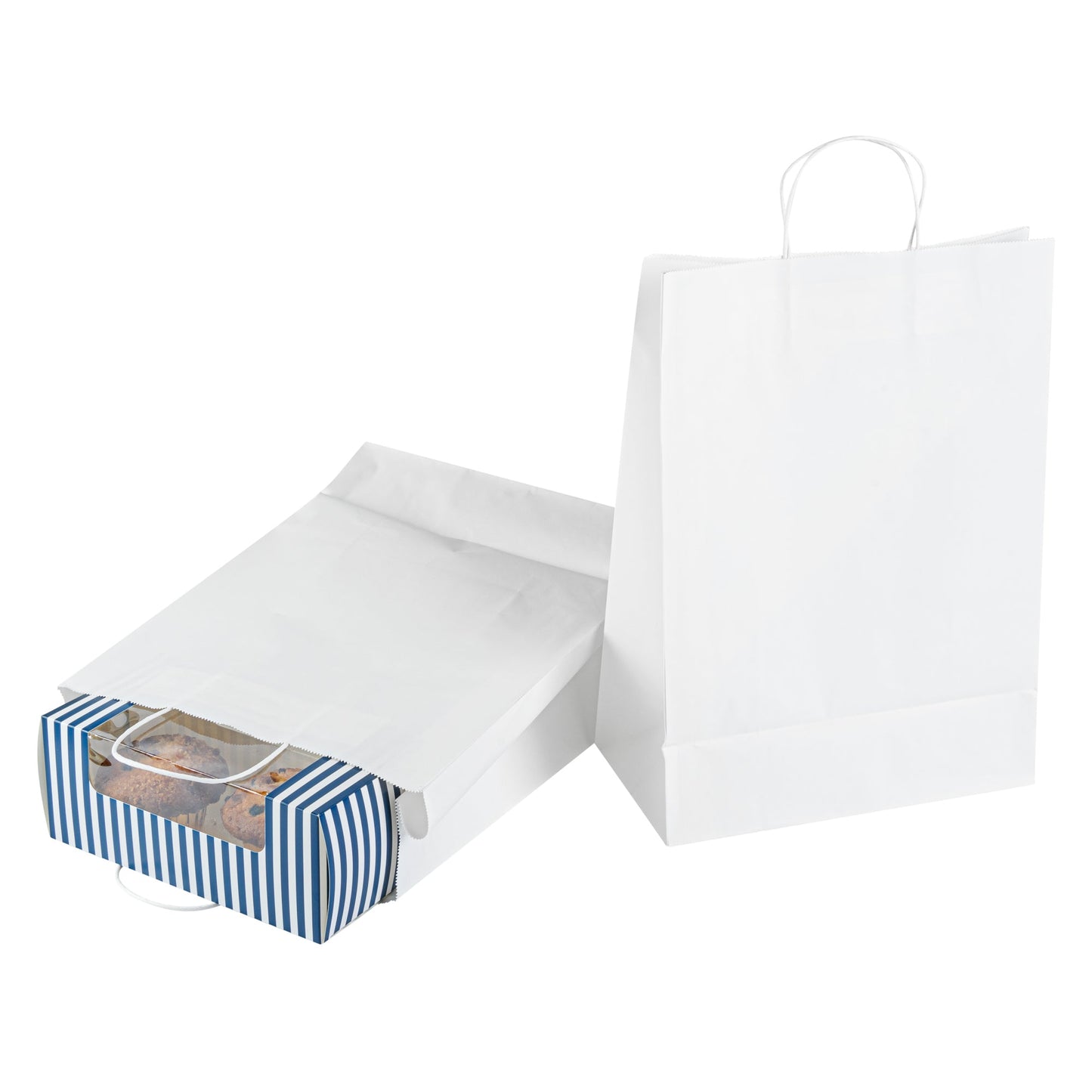 Saving Nature White Paper Retail Bag - with Handles - 12 1/2" x 6 1/4" x 17" - 100 count box