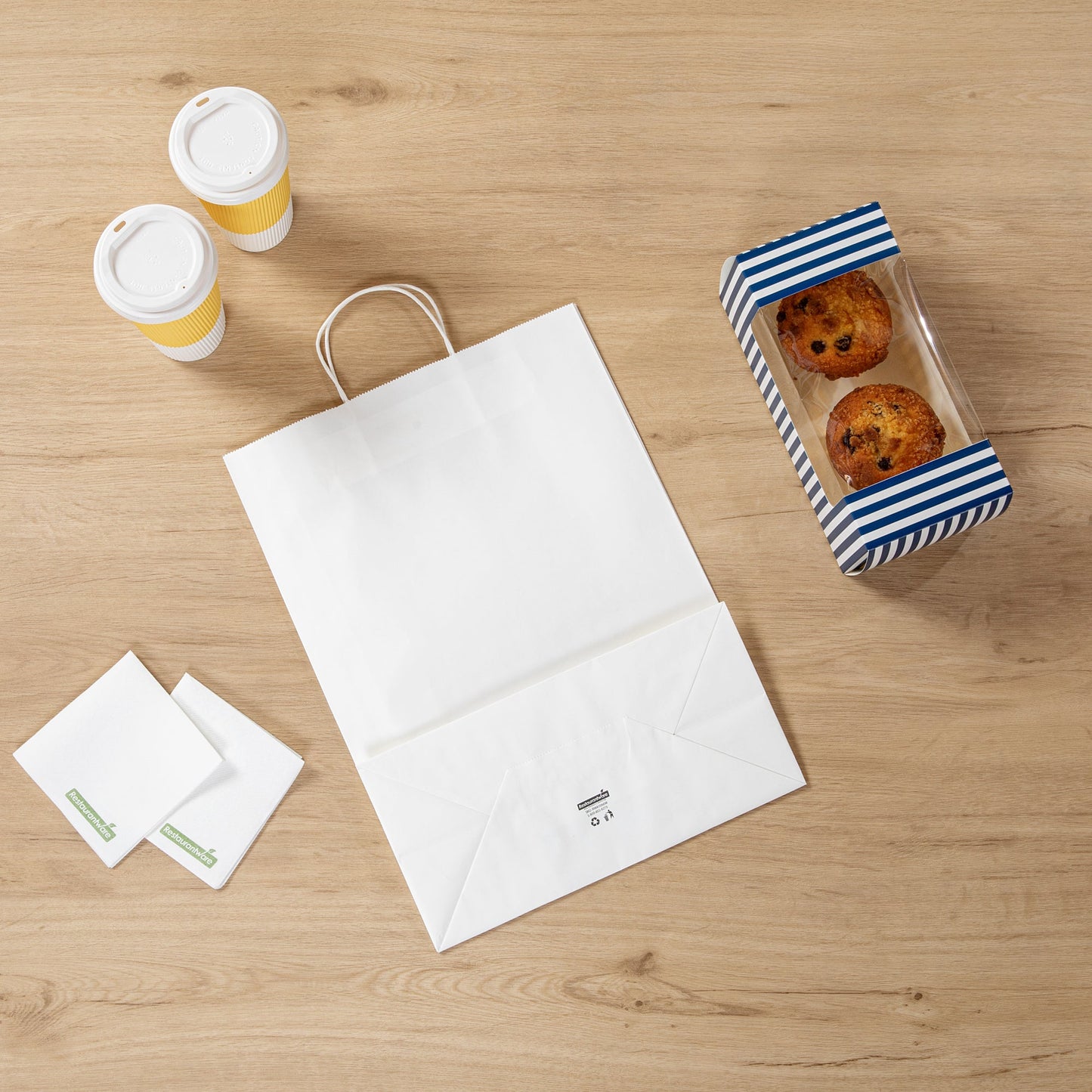 Saving Nature White Paper Retail Bag - with Handles - 12 1/2" x 6 1/4" x 17" - 100 count box