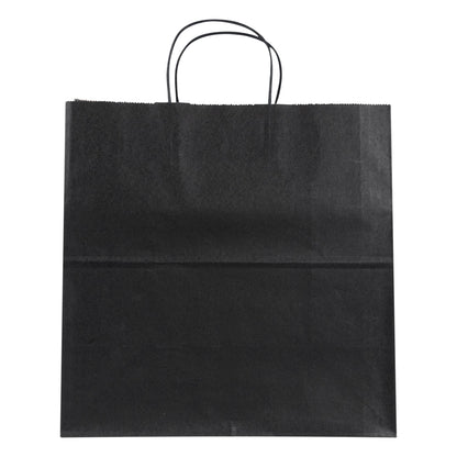 Saving Nature Black Paper Retail Bag - with Handles - 12 1/2" x 6 1/4" x 12 1/4" - 100 count box