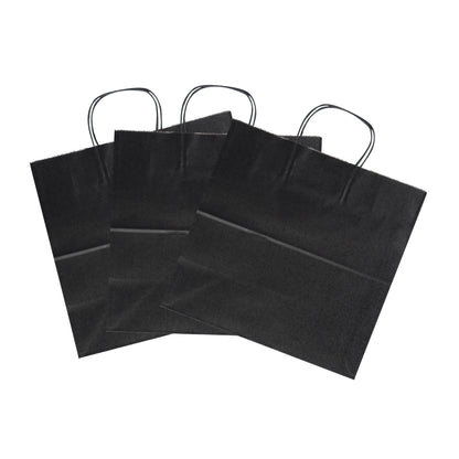 Saving Nature Black Paper Retail Bag - with Handles - 12 1/2" x 6 1/4" x 12 1/4" - 100 count box