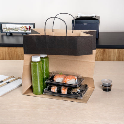 Saving Nature Black Paper Retail Bag - with Handles - 12 1/2" x 6 1/4" x 12 1/4" - 100 count box