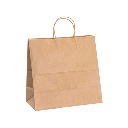 Saving Nature Kraft Paper Retail Bag - with Handles - 12 1/2" x 6 1/4" x 12 1/4" - 100 count box