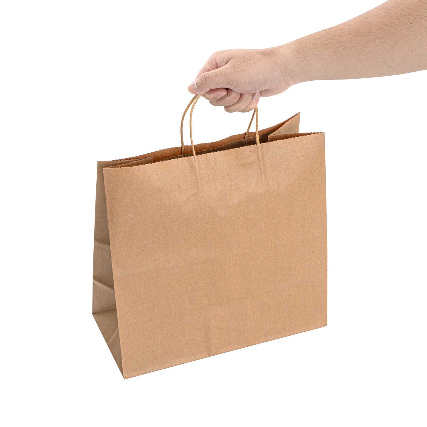 Saving Nature Kraft Paper Retail Bag - with Handles - 12 1/2" x 6 1/4" x 12 1/4" - 100 count box