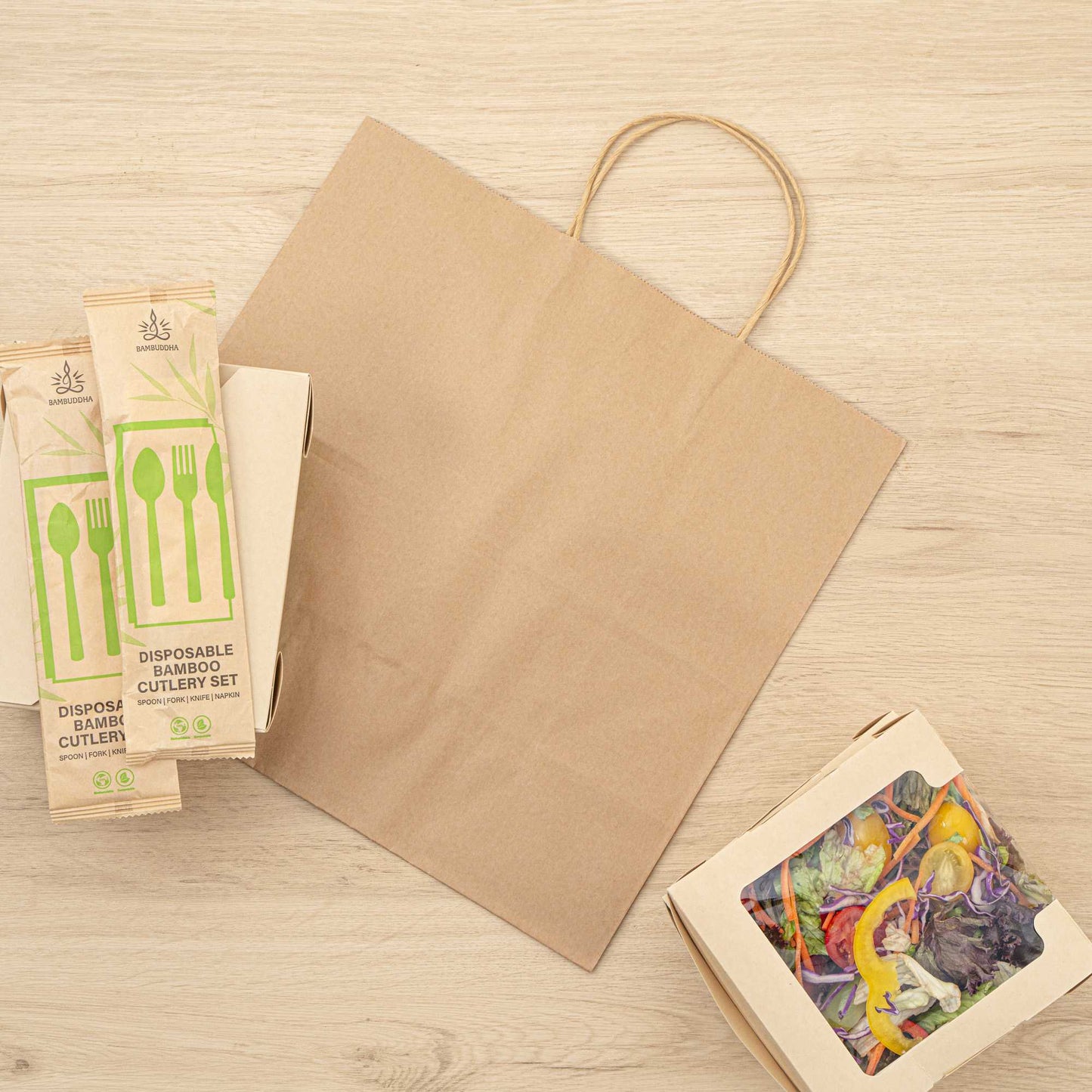Saving Nature Kraft Paper Retail Bag - with Handles - 12 1/2" x 6 1/4" x 12 1/4" - 100 count box