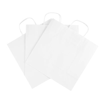 Saving Nature White Paper Retail Bag - with Handles - 12 1/2" x 6 1/4" x 12 1/4" - 100 count box