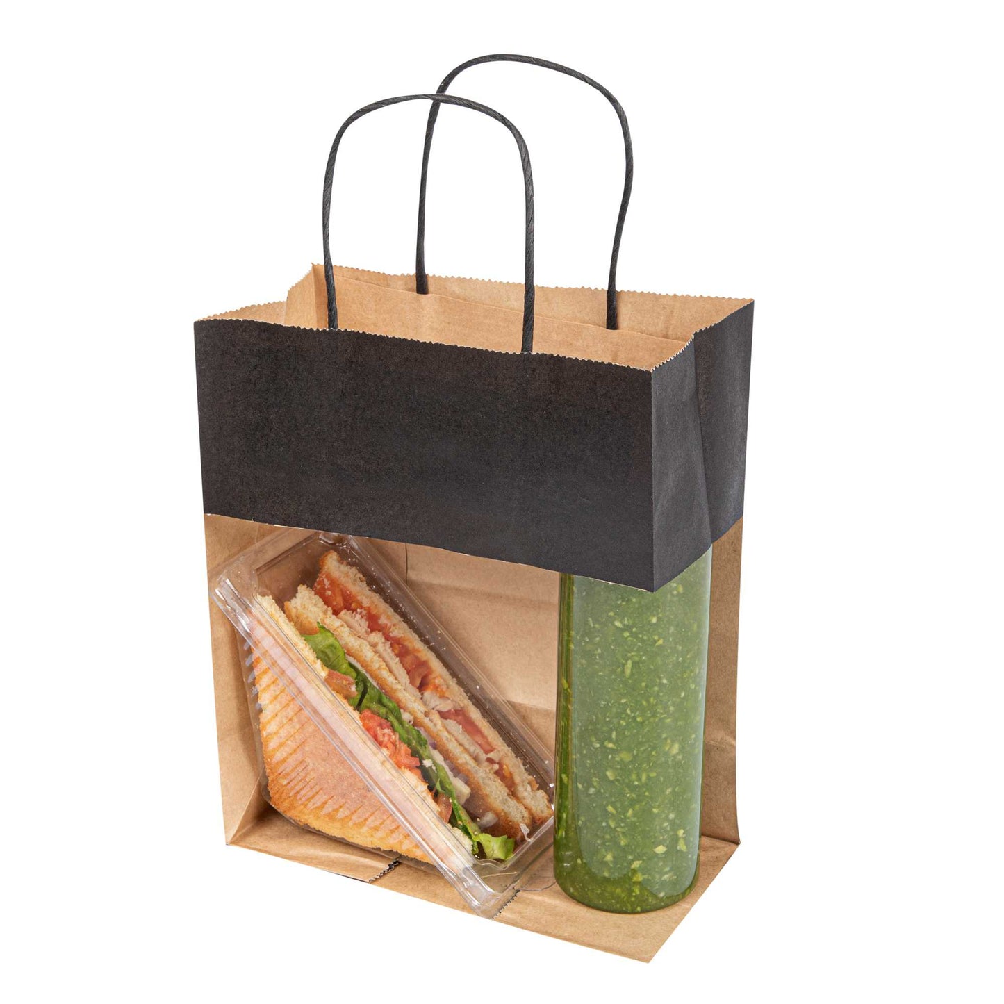 Saving Nature Black Paper Retail Bag - with Handles - 7" x 3 1/4" x 8 1/2" - 100 count box