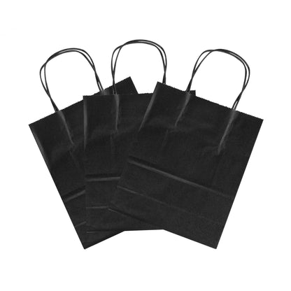 Saving Nature Black Paper Retail Bag - with Handles - 7" x 3 1/4" x 8 1/2" - 100 count box