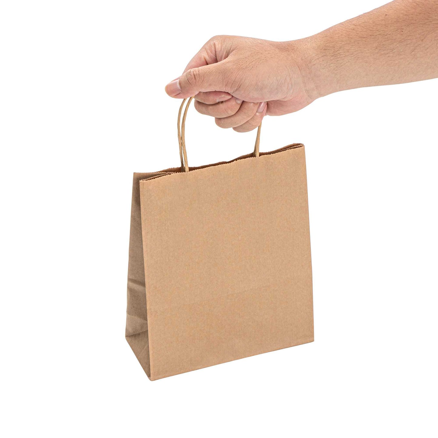 Saving Nature Kraft Paper Retail Bag - with Handles - 7" x 3 1/4" x 8 1/2" - 100 count box