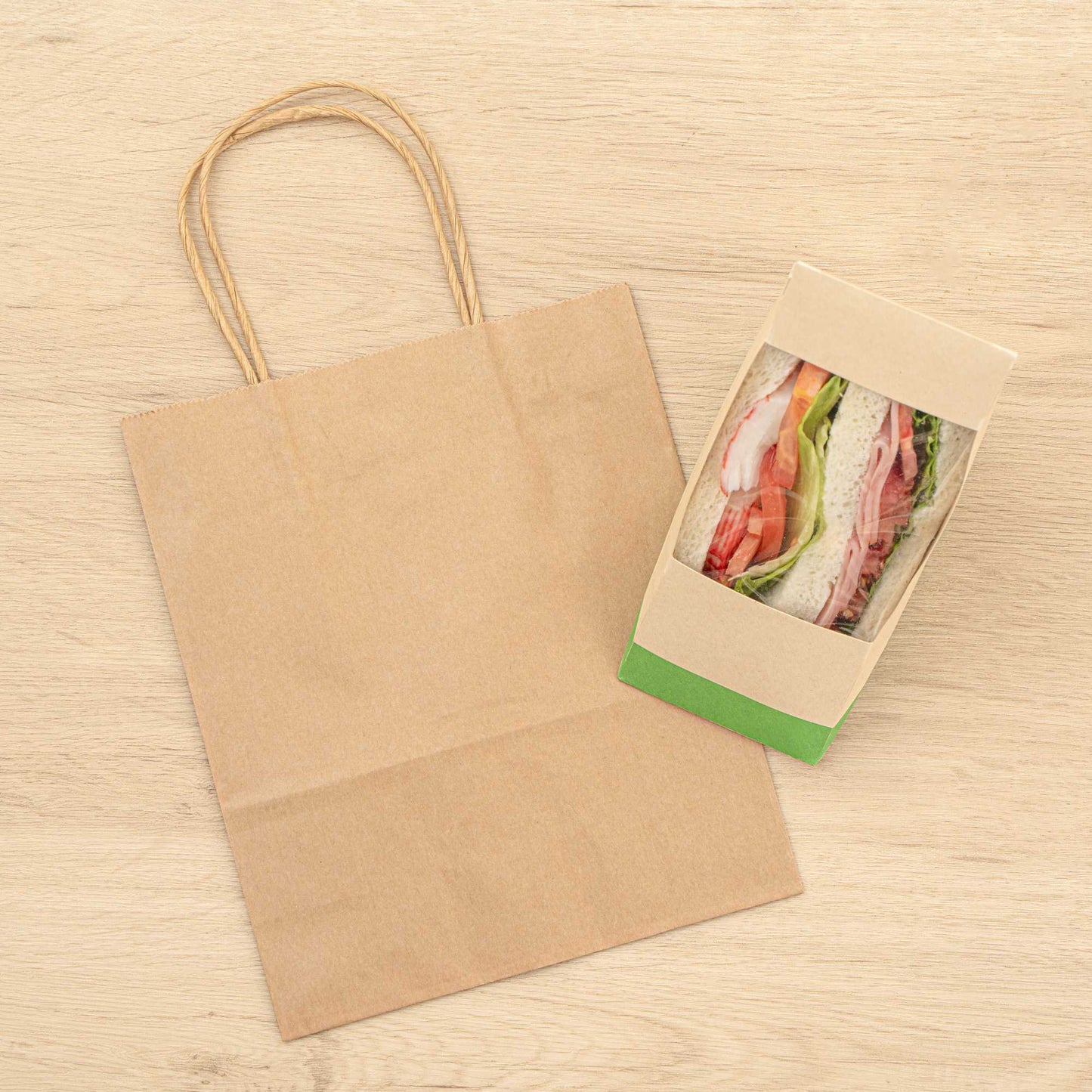Saving Nature Kraft Paper Retail Bag - with Handles - 7" x 3 1/4" x 8 1/2" - 100 count box