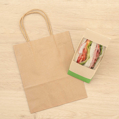 Saving Nature Kraft Paper Retail Bag - with Handles - 7" x 3 1/4" x 8 1/2" - 100 count box