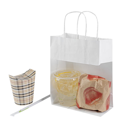 Saving Nature White Paper Retail Bag - with Handles - 7" x 3 1/4" x 8 1/2" - 100 count box