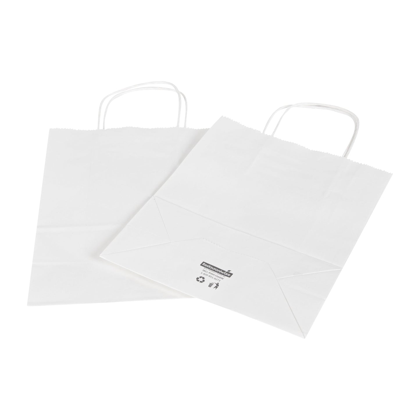 Saving Nature White Paper Retail Bag - with Handles - 7" x 3 1/4" x 8 1/2" - 100 count box