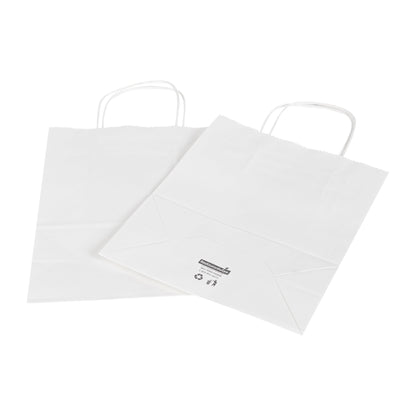 Saving Nature White Paper Retail Bag - with Handles - 7" x 3 1/4" x 8 1/2" - 100 count box