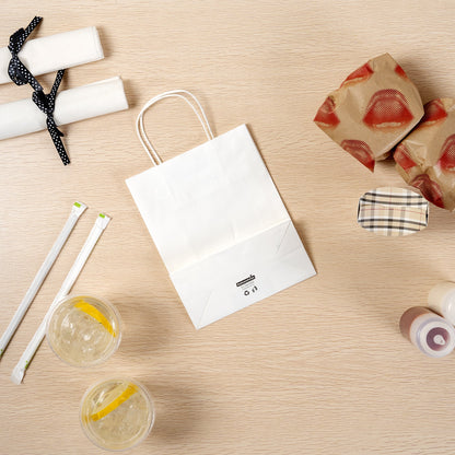 Saving Nature White Paper Retail Bag - with Handles - 7" x 3 1/4" x 8 1/2" - 100 count box