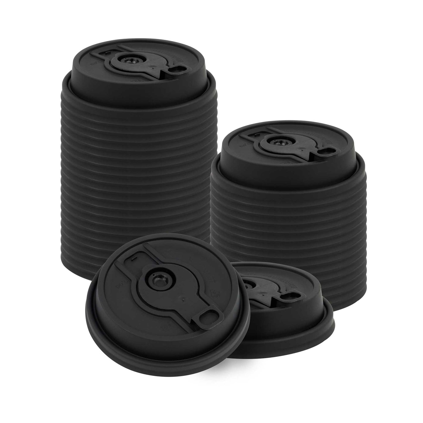 Restpresso Black Plastic 2-in-1 Straw or Sippy Coffee Cup Lid - with Detachable Double Plug, Fits 8, 12, 16 and 20 oz - 500 count box