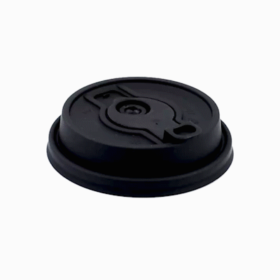Restpresso Black Plastic 2-in-1 Straw or Sippy Coffee Cup Lid - with Detachable Double Plug, Fits 8, 12, 16 and 20 oz - 500 count box