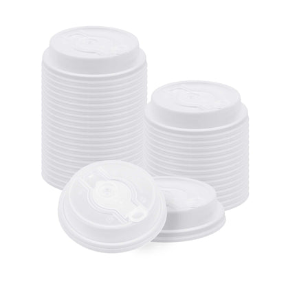 Restpresso Clear Plastic 2-in-1 Straw or Sippy Coffee Cup Lid - with Detachable Double Plug, Fits 8, 12, 16 and 20 oz - 25 count box