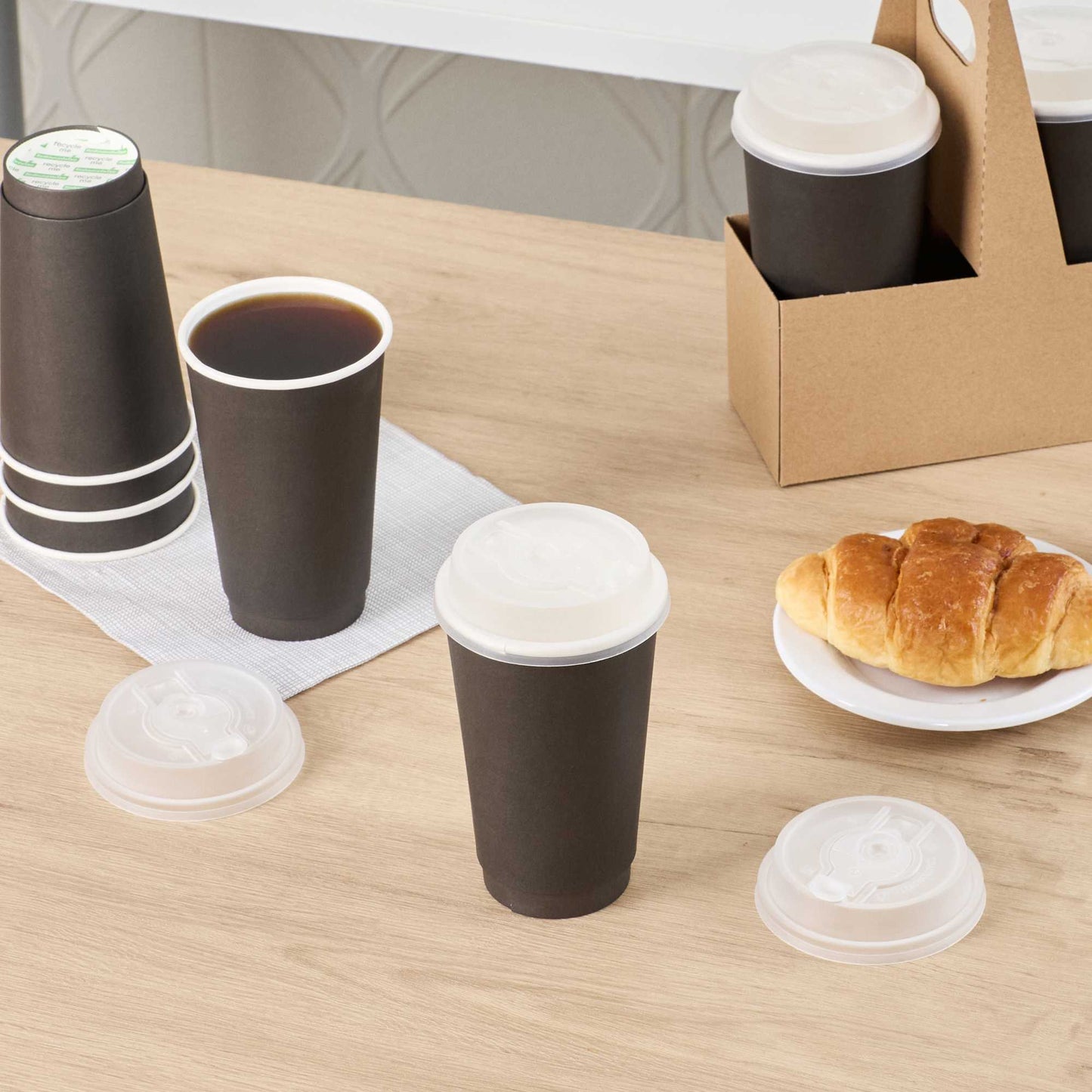 Restpresso Clear Plastic 2-in-1 Straw or Sippy Coffee Cup Lid - with Detachable Double Plug, Fits 8, 12, 16 and 20 oz - 500 count box