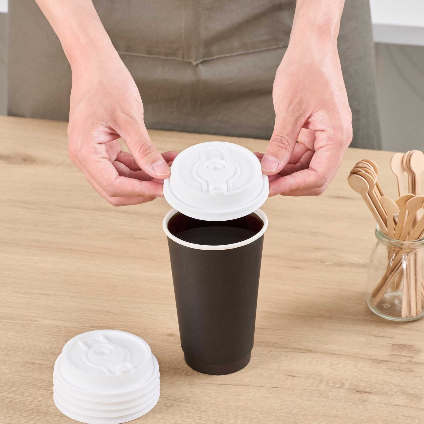 Restpresso White Plastic 2-in-1 Straw or Sippy Coffee Cup Lid - with Detachable Double Plug, Fits 8, 12, 16 and 20 oz - 500 count box