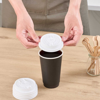 Restpresso White Plastic 2-in-1 Straw or Sippy Coffee Cup Lid - with Detachable Double Plug, Fits 8, 12, 16 and 20 oz - 500 count box