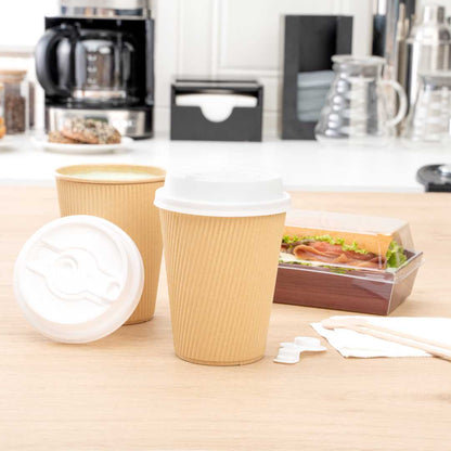 Restpresso White Plastic 2-in-1 Straw or Sippy Coffee Cup Lid - with Detachable Double Plug, Fits 8, 12, 16 and 20 oz - 500 count box