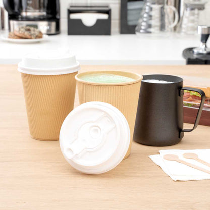 Restpresso White Plastic 2-in-1 Straw or Sippy Coffee Cup Lid - with Detachable Double Plug, Fits 8, 12, 16 and 20 oz - 500 count box