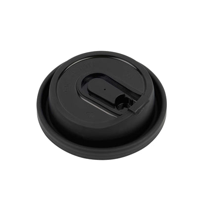 Restpresso Black Plastic Coffee Cup Lid - with Detachable Plug, Fits 8, 12, 16 and 20 oz - 25 count box