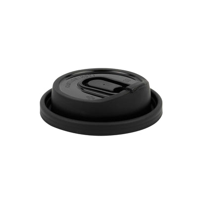 Restpresso Black Plastic Coffee Cup Lid - with Detachable Plug, Fits 8, 12, 16 and 20 oz - 25 count box