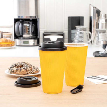 Restpresso Black Plastic Coffee Cup Lid - with Detachable Plug, Fits 8, 12, 16 and 20 oz - 500 count box