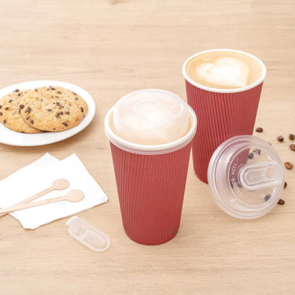Restpresso Clear Plastic Coffee Cup Lid - with Detachable Plug, Fits 8, 12, 16 and 20 oz - 25 count box