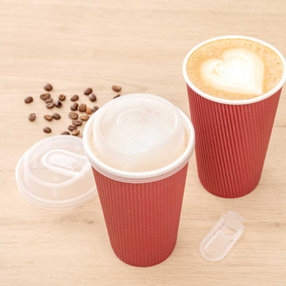 Restpresso Clear Plastic Coffee Cup Lid - with Detachable Plug, Fits 8, 12, 16 and 20 oz - 25 count box