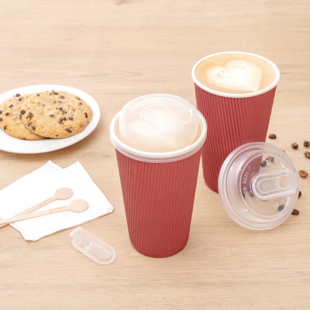 Restpresso Clear Plastic Coffee Cup Lid - with Detachable Plug, Fits 8, 12, 16 and 20 oz - 500 count box